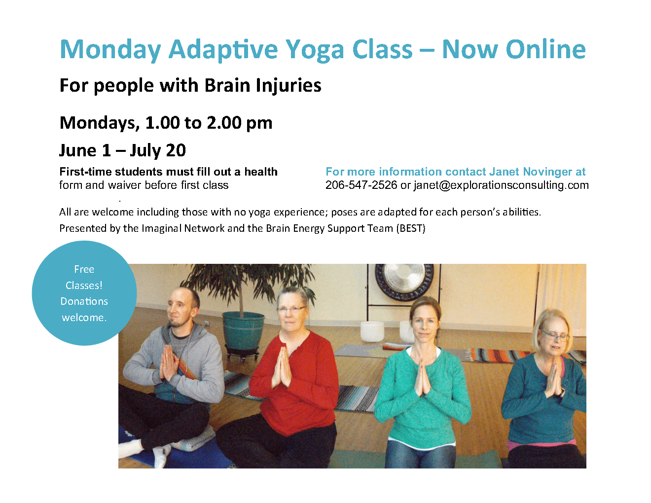 Online Accessible Yoga for Brain Injury Survivors Starts June 1
