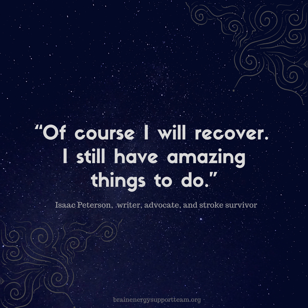 Stars in the sky and a quote from the author: of course  I will recover. I still have amazing things to do. 