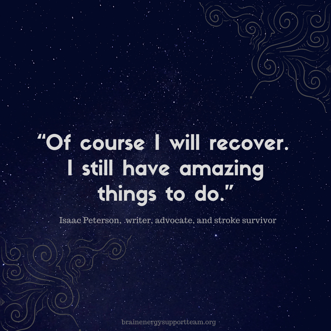 Stars in the sky and a quote from the author: of course I will recover. I still have amazing things to do.