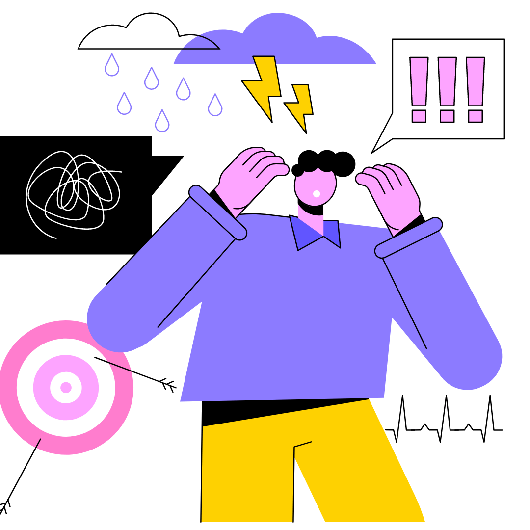 modern drawing of a male figure with sensory overload